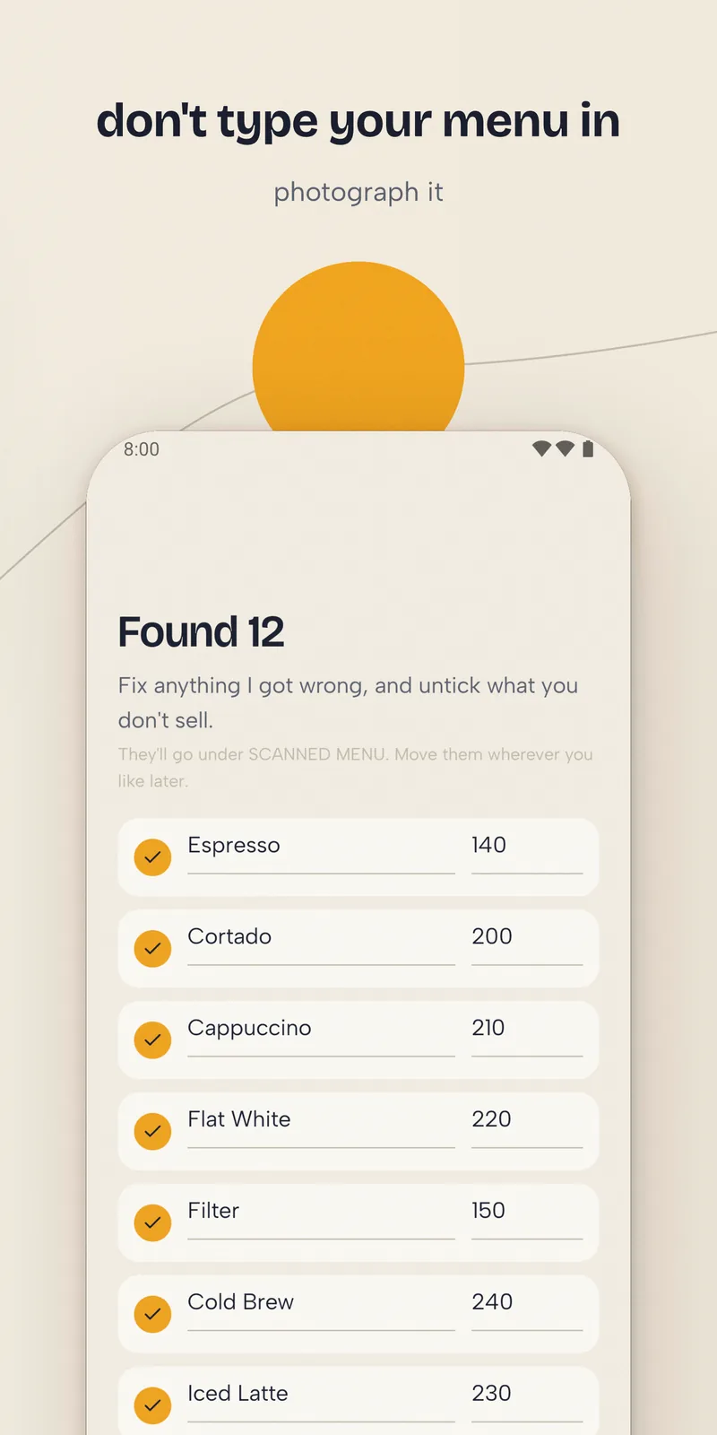 Don't type your menu in — photograph it
